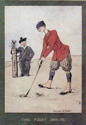 1-Golfing-memorabilia-Edmund-G-Fuller-golf-prints-1903-antique-vintage-coloured-cartoon-humour-golfer-edwardian-the-drive