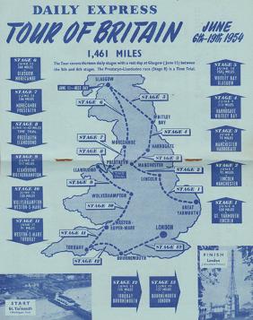 1954-Tour-of-Britain-official-programme-daily-express-june-6th-19th-milk-race-great-yarmouth-london-cycling-memorabilia-cycle-route-Eugene-Tamburlini-winner
