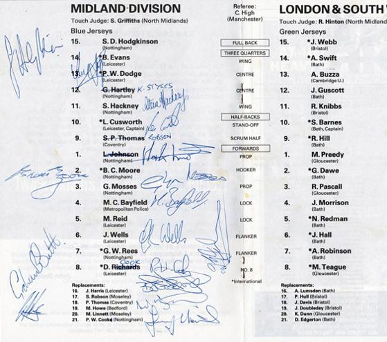 1988-Midlands-Rugby-Union-Football-memorabilia-signed-programme-Les-Cusworth-Martin-Bayfield-Brian-Moore-Paul-Dodge-RFU-County-Divisional-Champs
