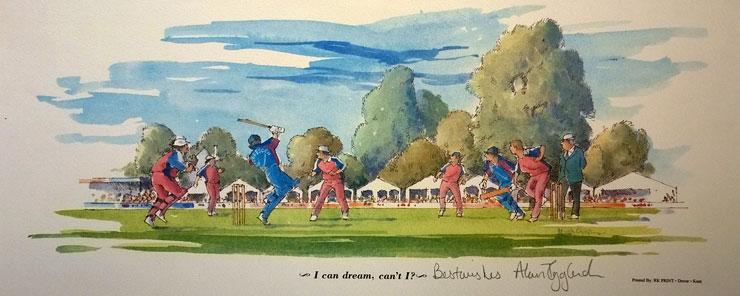 ALAN IGGLESDEN signed Hugh Cushing framed print Kent cricket Canterbury St Lawrence Ground memorabilia 740