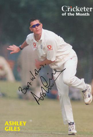 ASHLEY-GILES-autograph-signed-Warks-cricket-memorabilia-king-of-spin-England-test-match-spinner-selector-wccc-cricketer-magazine-player-of-the-month