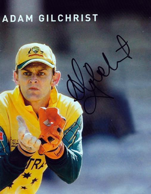 ADAM GIlchrist hand-signed Australian cricket poster