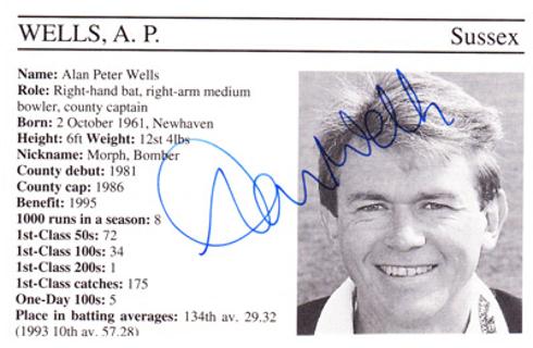 Alan-Wells-autograph-signed-Sussex-Cricket-memorabilia-captain-England-CCC-Whos-Who-biography-career-record-signature