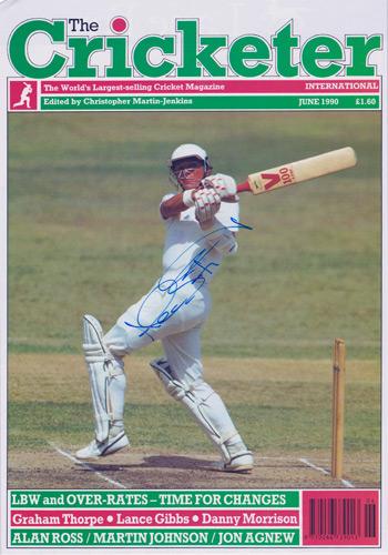 Alec-Stewart-autograph-signed-Surrey-CCC-Cricket-memorabilia-England-test-match-The-Cricketer-magazine-cover-june-1990-Lions-Brown-caps-wicket-keeper