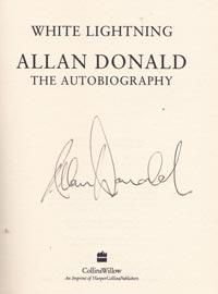 Allan-Donald-autograph-signed-white-lightning-autobiography-book-south-africa-cricket-memorabilia-warks-ccc-first-edition-hardback-1999