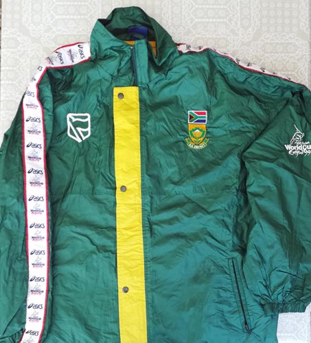 Allan-Donald-signed-Warwickshire-cricket-memorabilia-south-africa-1999-world-cup-track-suit-training-warm-up-white-lightning-fast-bowler-proteas-coach