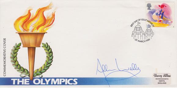Allan-Wells-autograph-Olympic-Games-memorabilia-commeorative-First-day-cover-FDC-1988-Athletics-autograph-100-metres-flame