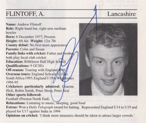 Andrew-Flintoff-autograph-signed-lancashire-cricket-memorabilia-signature-england-all-rounder-1995-lancs-ccc-county-cricketers-whos-who-freddy-andy-ashes-2005