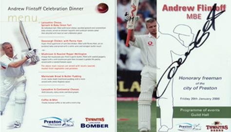 andrew flintoff autograph signed lancashire cricket memorabilia preston freedom signature freddie