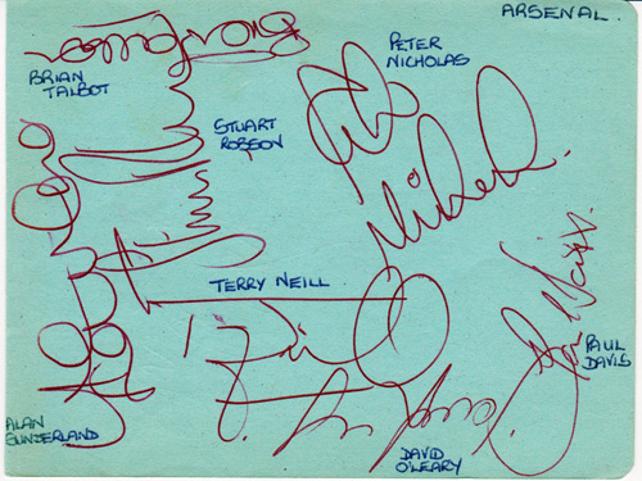 Arsenal FC signed autograph album page 