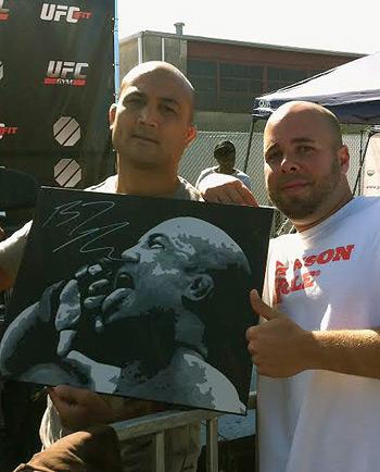 BJ-PENN-memorabilia-signed-artist-Mike-Ramirez-painting-UFC-memorabilia-autograph-MMA-signing-350