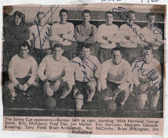 Barrow-AFC-football-memorabilia-signed-team-photo-squad-George-Smith-signature-Eric-Harrison-Malcolm-Edwards-Roy-McCarthy-Jim-Mulholland