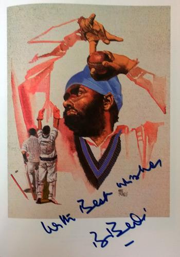 Bishen-Bedi-autograph-signed-India-cricket-memorabilia-Lords-Taverners-Fifty Greatest book-page-print