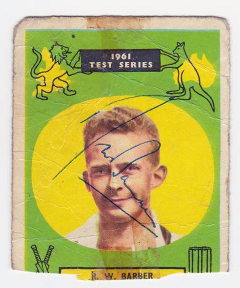 Bob Barber autograph-signed-Lancashire-cricket-memorabilia-Lancs-CCC-England-bowler Wisden Cricketer-Year 1967 Warks Cambridge University Robert