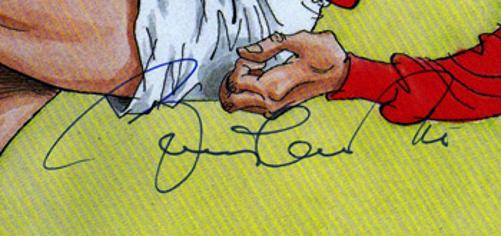 Bobby-Charlton-memorabilia signed-John-Ireland-print-Man Utd England football memorabilia autograph