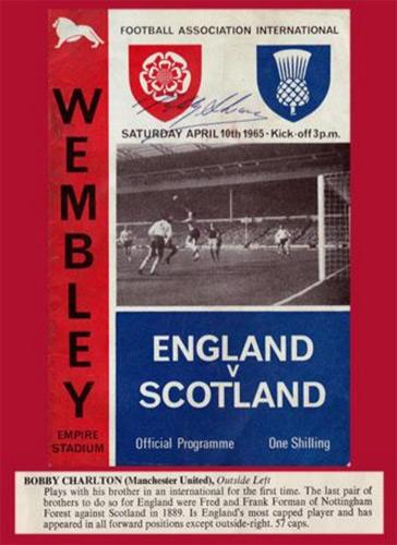 Bobby-Charlton-signed-1965-Wembley-Stadium-programme-England-v-Scotland-Man-Utd-Sir-football-soccer1966-World-Cup
