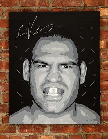 CAIN-VELASQUEZ-memorabilia-signed-UFC-memorabilia-Mike-Ramirez-painting-artwork-autograph-Ultimate-Fighting-Championships-MMA Wrestling