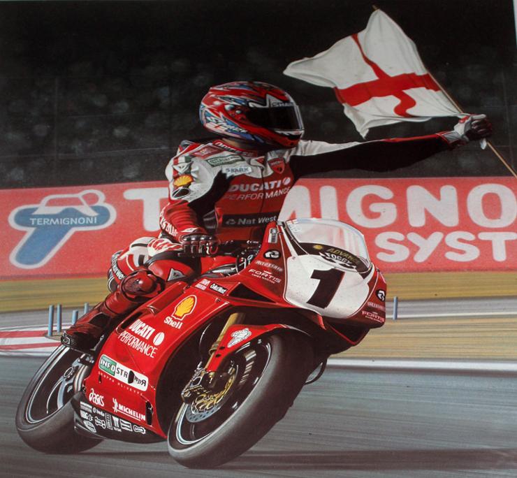 CARL-FOGARTY-memorabilia-South-African-Gold-Ray-Goldsbrough-signed-print-motorbike-memorabilia-Superbike-memorabilia-autograph