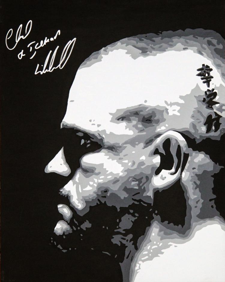 CHUCK-LIDDELL-memorabilia-signed-UFC-memorabilia-Mike-Ramirez-painting-artwork-autograph-portrait-Ultimate-Fighting-Championships-Iceman-MMA-signature