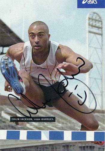 COLIN JACKSON memorabilia signed ASICS promo card hurdles autograph athletics memorabilia
