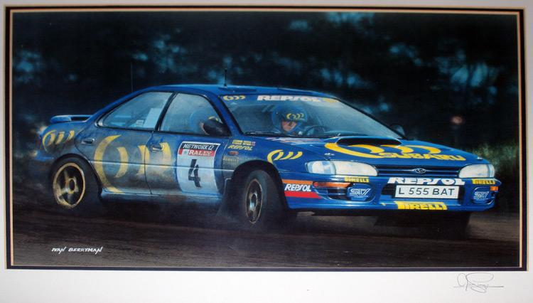COLIN-McRAE-memorabilia-World-Rally-Car-memorabilia-WRC-Rallying-motorsport-Blue-Subaru-Ivan-Berryman-signed-print