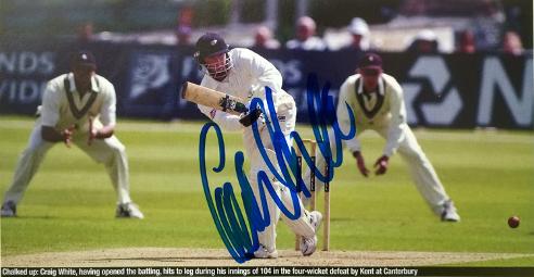 CRAIG-WHITE-autograph-signed- Yorkshire-cricket-memorabilia-England-test match all rounder yorks ccc