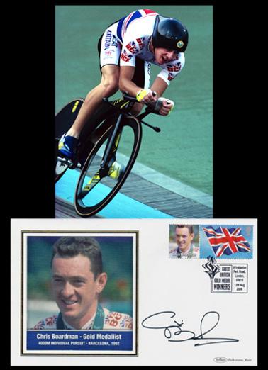 Chris-Boardman-autograph-cycling-memorabilia-signed-1992-Olympics-Games-barcelona-gold-medal-4000m-individual-pursuit-benham-First-day-cover-stamp-superman