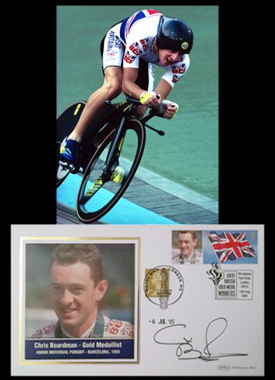 Chris-Boardman-autograph-cycling-memorabilia-signed-1992-Olympics-Games-barcelona-gold-medal-4000m-individual-pursuit-benham-First-day-cover-stamp-superman