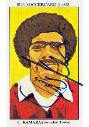 CHRIS KAMARA signed Sun soccer player card Swindon Town Sky TV