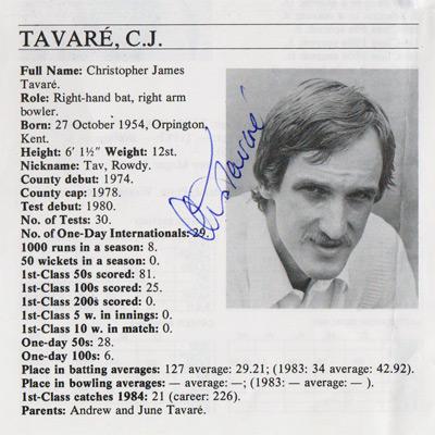Chris-Tavare-autograph-signed-Kent-cricket-memorabilia-England-test-match-Tav-Cricketers-whos-who-pen-pic-biography-captain-oxford univ blue