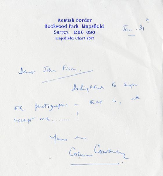 Colin-Cowdrey-autograph-signed-Kent-cricket-memorabilia-KCCC-letter-head-sir-lord-England-captain-photo-kentish-border
