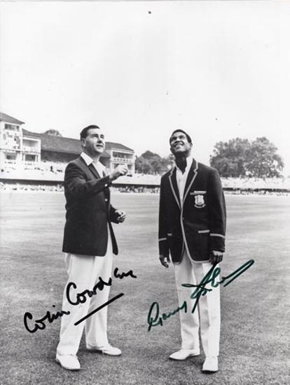 Gary Sobwers autograph colin cowdrey signed west indies cricket memorabilia captains test match toss