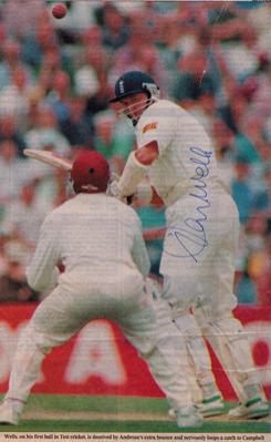 Colin-Wells-autograph-signed-Sussex-Cricket-memorabilia-England-CCC-first-ball-duck-golden-debut-west-indies-ambrose-campbell