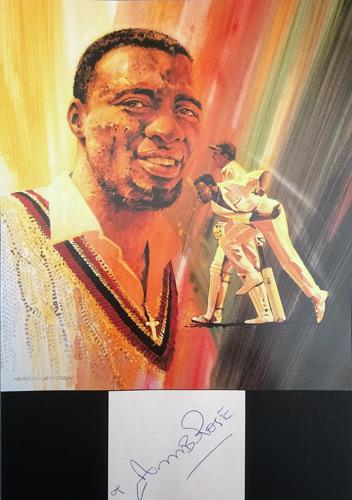 Curtley-Ambrose-autograph-signed-John-Ireland-print-West-Indies-cricket-memorabilia-signature-portrait