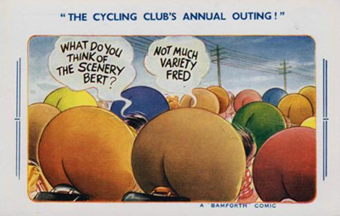 Cycle memorabilia-The-Cycling-Clubs Annual Outing Bamforth-Postcard Bicycle humour comic cartoon