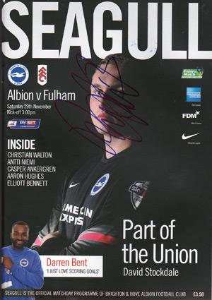 David-Stockdale-autograph-signed-Brighton-Hove-Albion-programme-Fulham-FC-football-memorabilia-300