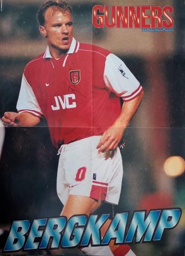 Dennis-Bergkamp-signed-A3-Arsenal-FC-football-memorabilia-poster-Gunners-Flying-Dutchman-autograph-signature-soccer-AFC