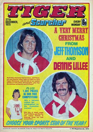 DENNIS LILLEE & JEFF THOMSON front cover 1975 Xmas edition of Tiger Comic