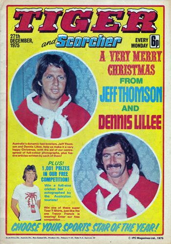 DENNIS LILLEE & JEFF THOMSON 1975 Tiger Comic Xmas Spread.