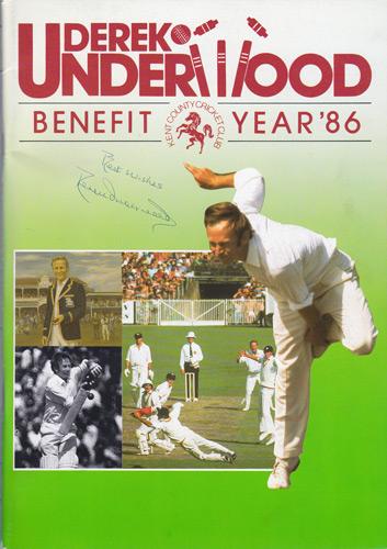 Derek-Underwood-autograph-signed-Kent-Cricket-memorabilia-KCCC-1986-benefit-brochure-Deadly-Derek-England-Test-match-Spitfires