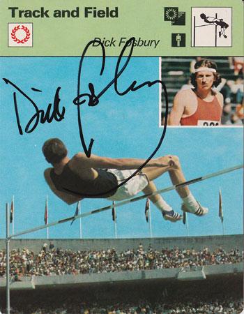 Dick Fosbury memorabilia signed high jump card Mexico 1968 gold medal champion fosbury flop autograph