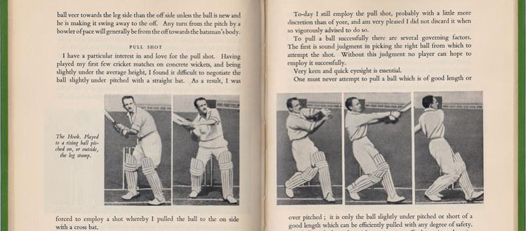 Don Bradman How To Play Cricket book 1953 Hooking photo sequence pages