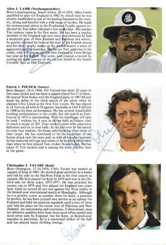 England-cricket-memorabilia-signed-1984-oval-fifth-test-match-programme-West-indies-Allan-Lamb-autograph-chris-tavare-signature