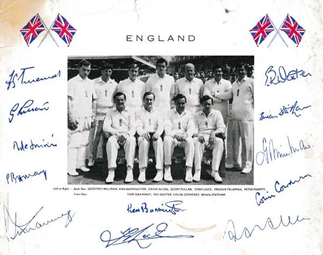 England-cricket-signed-team-photo-1962-squad-colin-cowdrey-peter-may-memorabilia-signatures