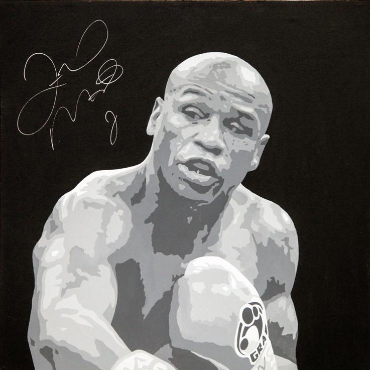 Floyd-Mayweather-memorabilia-signed-boxing-memorabilia-Mike-Ramirez-autographed-artwork-painting-canvas