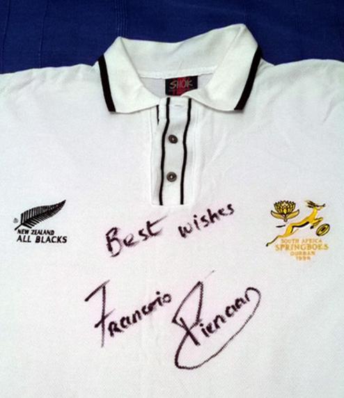Francois Pienaar memorabilia signed South Africa Springbok rugby shirt