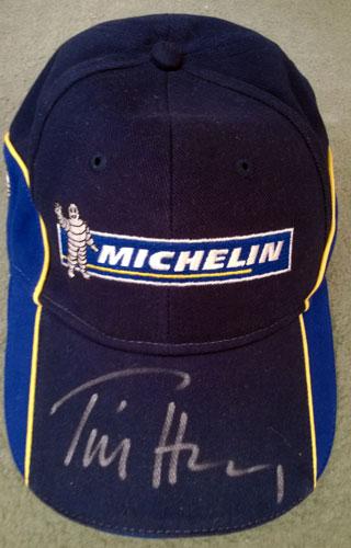 Tim Harvey memorabilia Freddie Spencer memorabilia Randy Mamola memorabilia signed Michelin motor bike sports memorabilia cap autographs motor cycling memorabilia