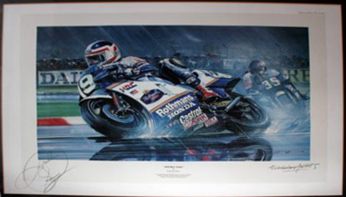Freddie-Spencer-memorabilia-signed-print-Double-Take-Moto-GP-Super-Bike-motor-cycling-memorabilia-1985 World Champion Honda Nicholas-Watts-Fast-350