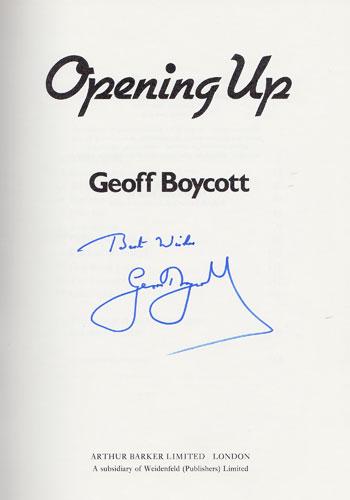 GEOFF BOYCOTT Yorkshire England signed book autobiography Opening Up cricket memorabilia