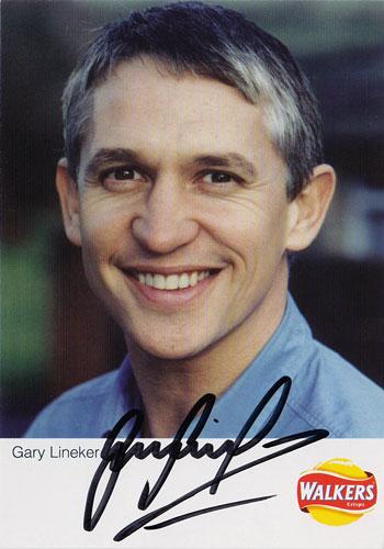 GARY LINEKER memorabilia signed Walkers Crisps promo card football memorabilia